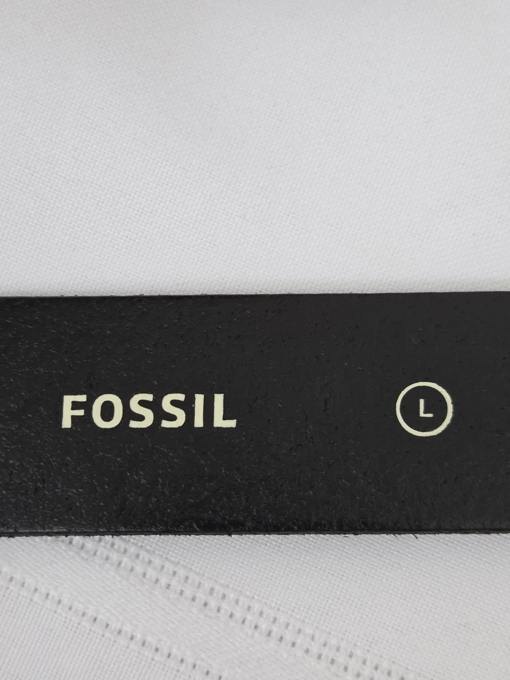 Fossil Black Leather Belt with Brass-Tone Buckle Sz L